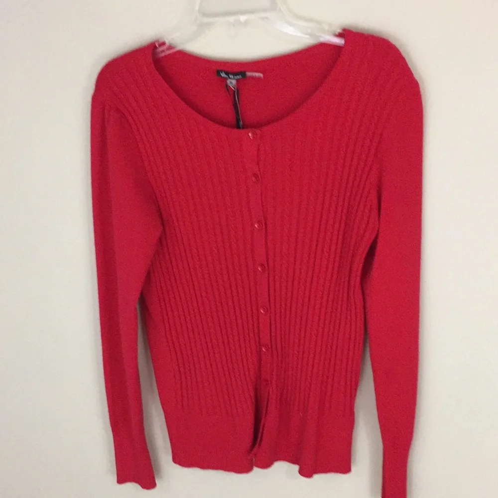 Red Vila Milano Lightweight Wool Blend Cardigan Sweater Size XL NWT